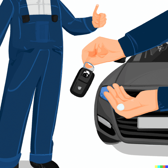 a person handing a key over to a mechanic